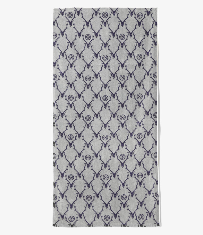 Bath Towel - Grey / Purple - Cotton Pile Jq. / Skull & Target