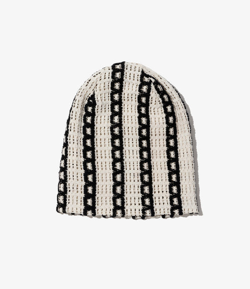 Beanie - White/Black Stripe CP Crochet