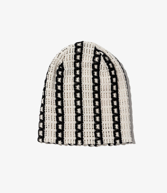 Beanie - White/Black Stripe CP Crochet