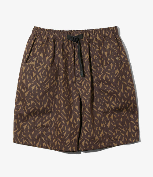Belted C.S. Short - Brown - Cotton Grosgrain / Printed