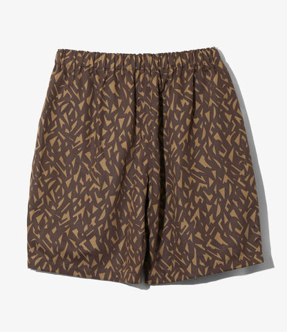 Belted C.S. Short - Brown - Cotton Grosgrain / Printed