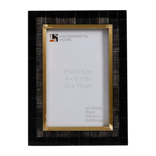 Handmade Black Picture Frames - Shagreen Horn & Brass Inlay - 4x6 5x7
