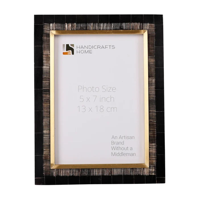 Handmade Black Picture Frames - Shagreen Horn & Brass Inlay - 4x6 5x7