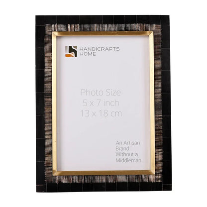 Handmade Black Picture Frames - Shagreen Horn & Brass Inlay - 4x6 5x7