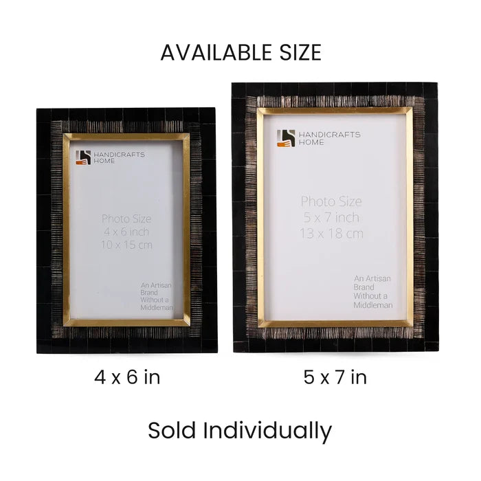 Black Picture Frames | Shagreen Horn & Brass Inlay | 4x6 5x7