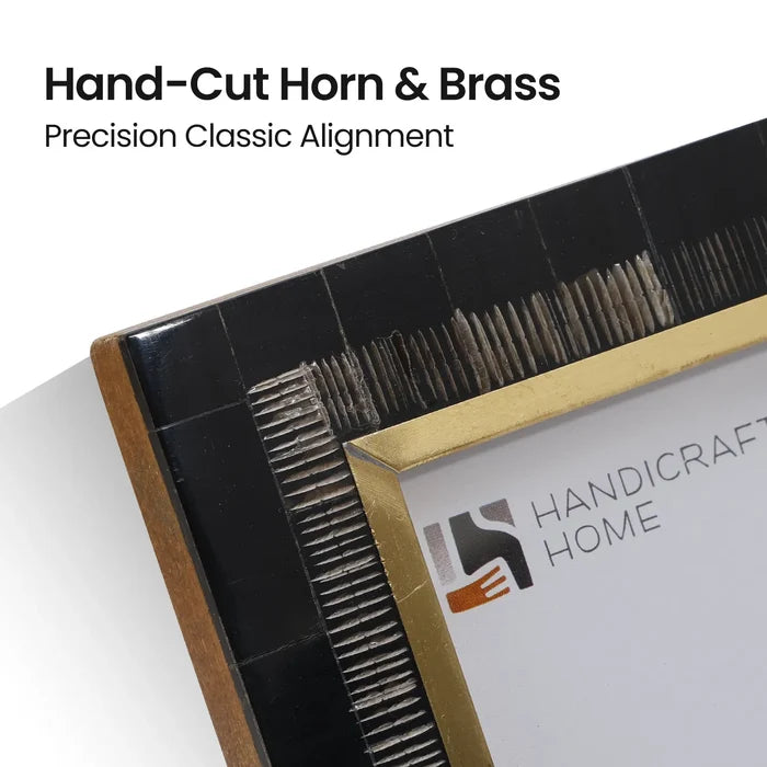 Black Picture Frames | Shagreen Horn & Brass Inlay | 4x6 5x7