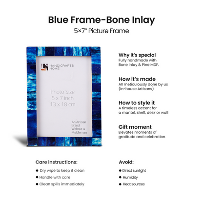 Blue Picture Frames | Classic Bone Inlay | 4x6 5x7 8x10