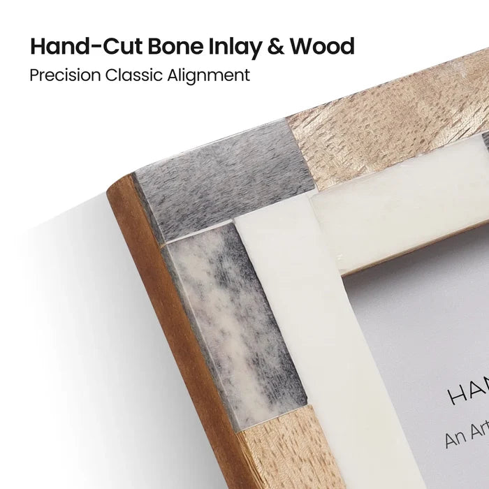 Bone Inlay & Wood Picture Frame | Blockline Collection | 4x6 5x7