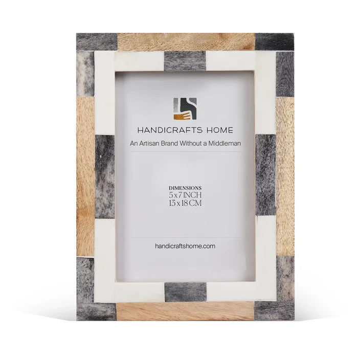 Bone Inlay & Wood Picture Frame | Blockline Collection | 4x6 5x7