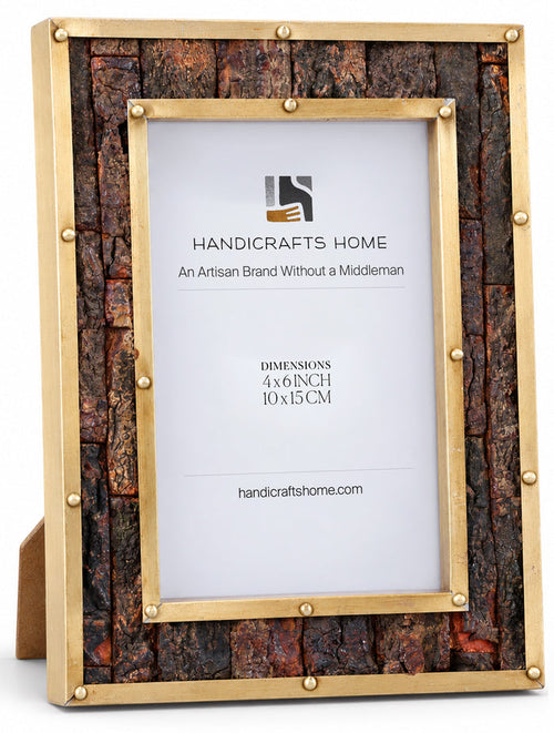Brass & Wood Picture Frame | Blacksmith Bastion | 4x6