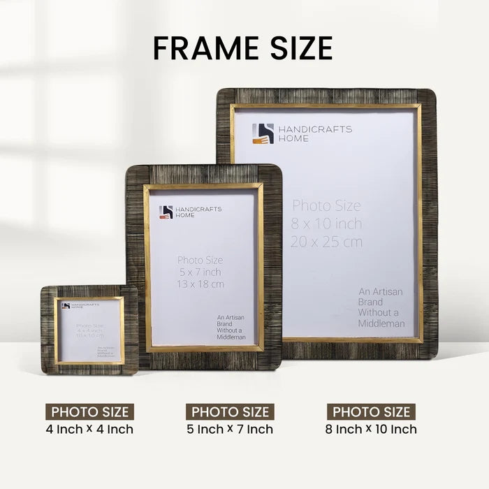 Brown Horn Inlay Picture Frame Set with Brass Inner Border ( 5 Pieces)