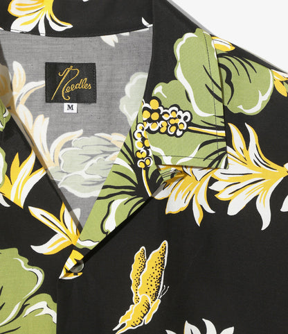 Cabana Shirt - Black - C/R Printed Flower & Papillon