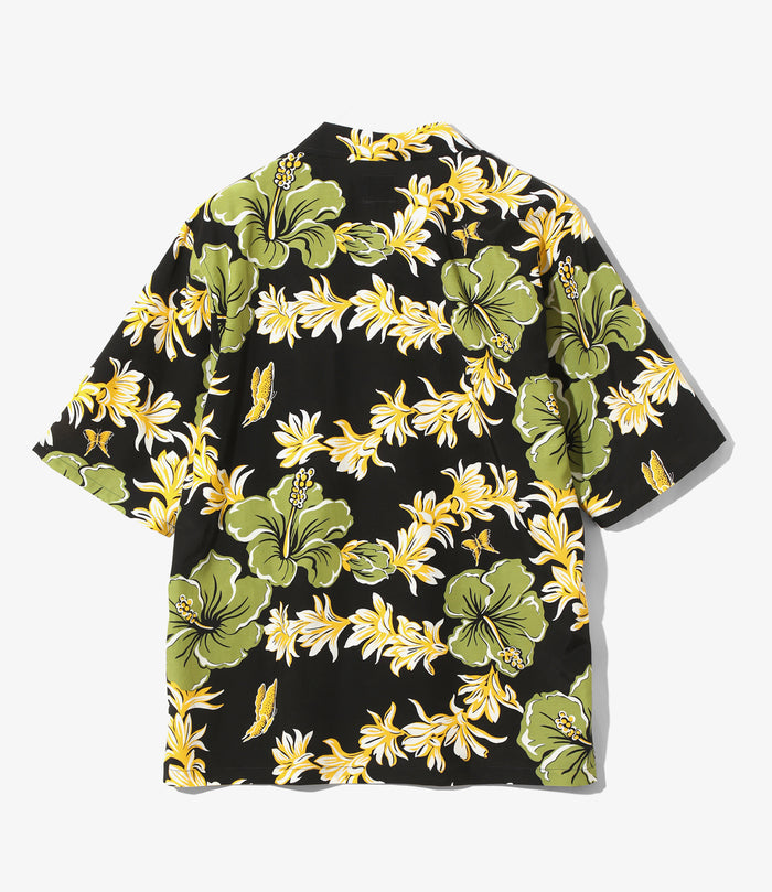 Cabana Shirt - Black - C/R Printed Flower & Papillon