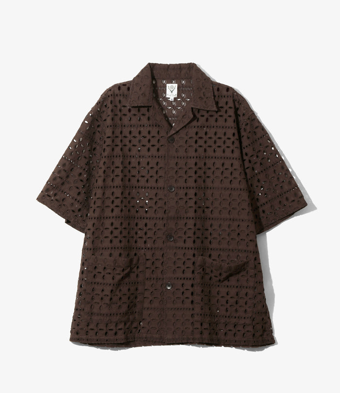Cabana Shirt - Dk.Brown - Cutwork Embroidery
