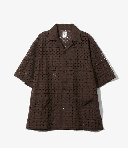 Cabana Shirt - Dk.Brown - Cutwork Embroidery