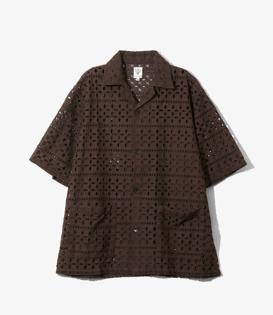 Cabana Shirt - Dk.Brown - Cutwork Embroidery