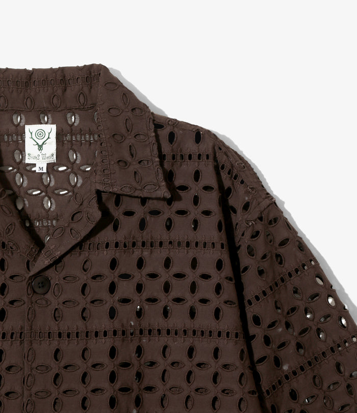 Cabana Shirt - Dk.Brown - Cutwork Embroidery