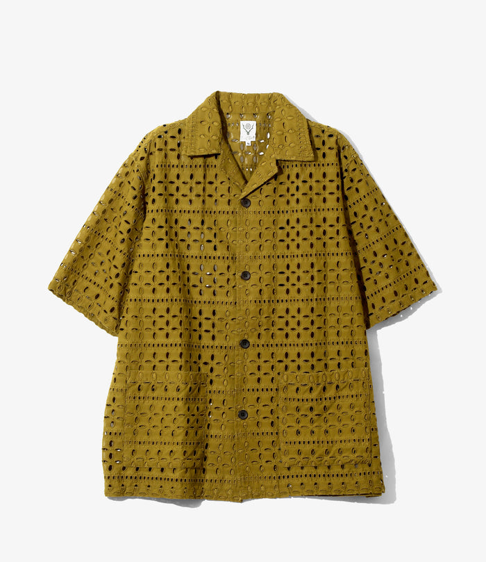 Cabana Shirt - Olive - Cutwork Embroidery