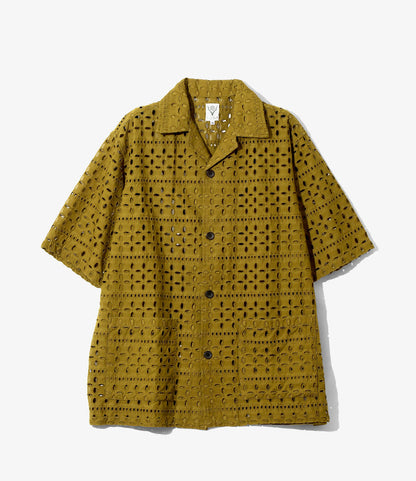Cabana Shirt - Olive - Cutwork Embroidery