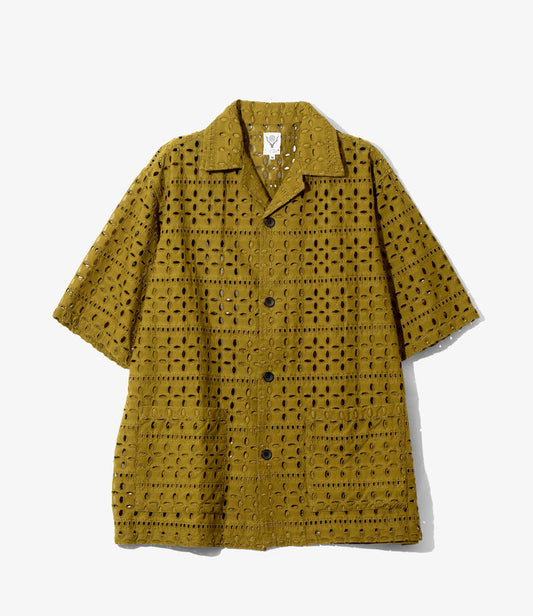 Cabana Shirt - Olive - Cutwork Embroidery