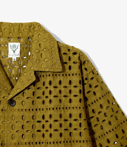Cabana Shirt - Olive - Cutwork Embroidery