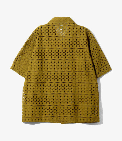 Cabana Shirt - Olive - Cutwork Embroidery