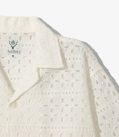 Cabana Shirt - White - Cutwork Embroidery