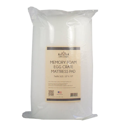 Cabin Comfort 1.5" Memory Foam Egg Crate Twin or Cot Camp Mattress Pad|ECMP-T