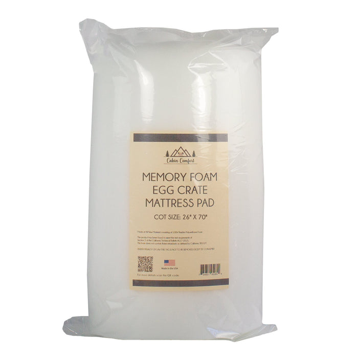 Cabin Comfort 1.5" Memory Foam Egg Crate Twin or Cot Camp Mattress Pad|ECMP-C
