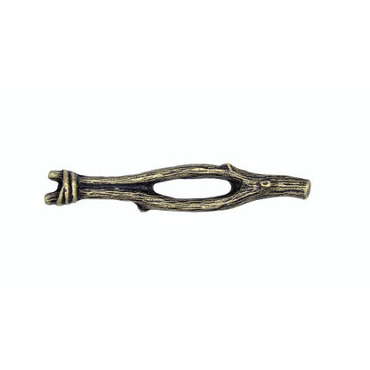 Rustic large twigs cabinet pulls in Brass