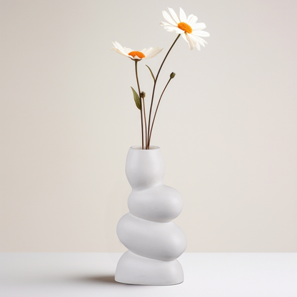 Handmade Ceramic Vase Twist Curve For Flowers White Flower Vase