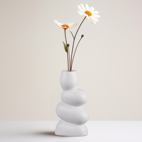Handmade Ceramic Vase Twist Curve For Flowers White Flower Vase