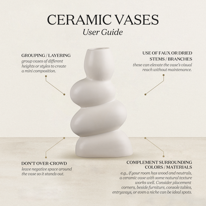 Ceramic Vase  Twist Curve For Flowers White Flower Vase