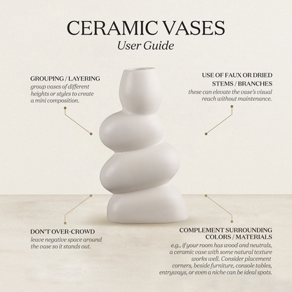 Ceramic Vase  Twist Curve For Flowers White Flower Vase