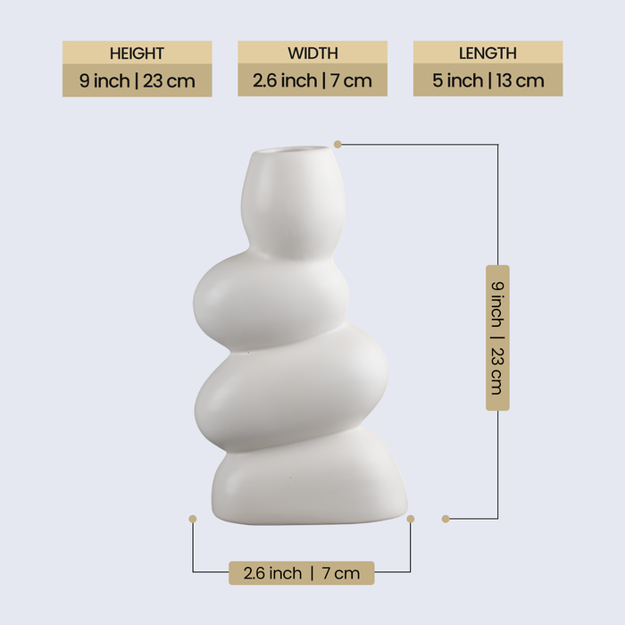 Ceramic Vase  Twist Curve For Flowers White Flower Vase