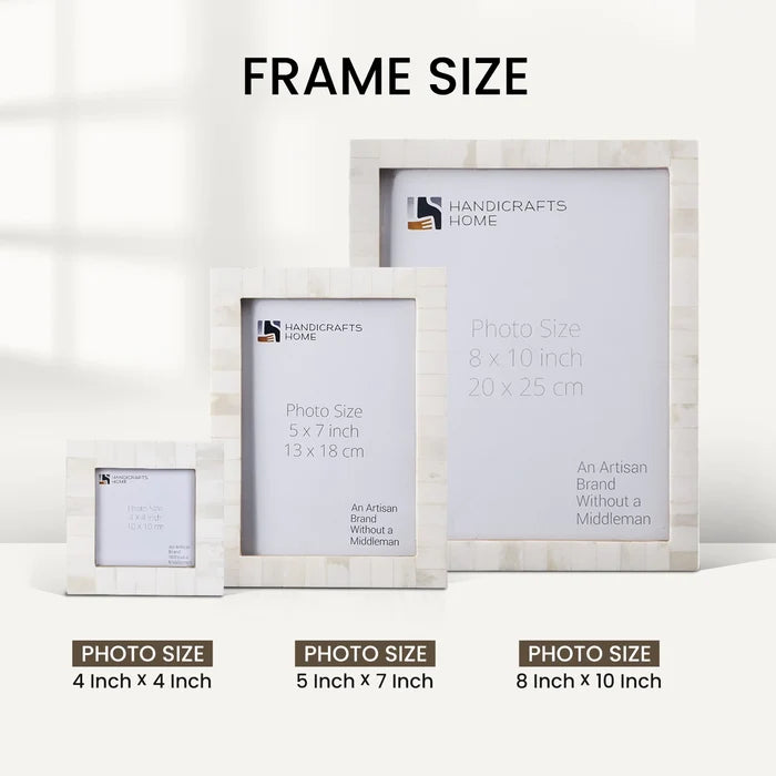 Classic Bone Inlay Picture Frame Set, White (5-Pieces)