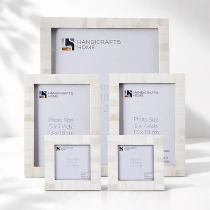 Classic Bone Inlay Picture Frame Set, White (5-Pieces)