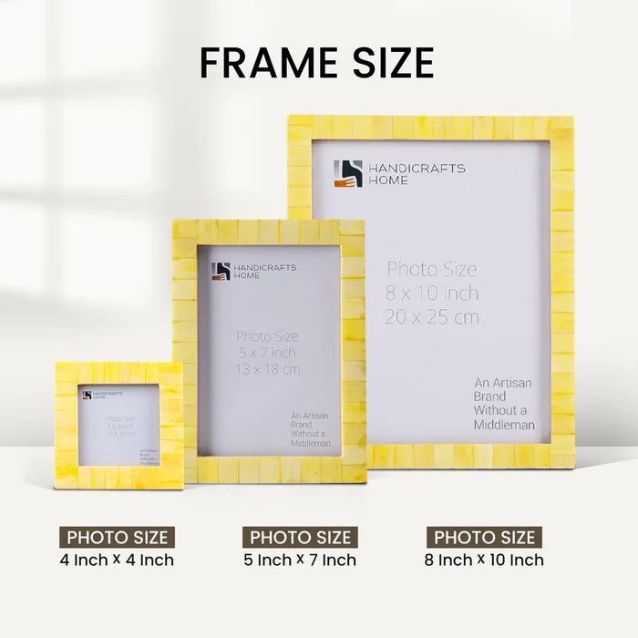 Classic Bone Inlay Picture Frame Set, Yellow (5-Pieces)