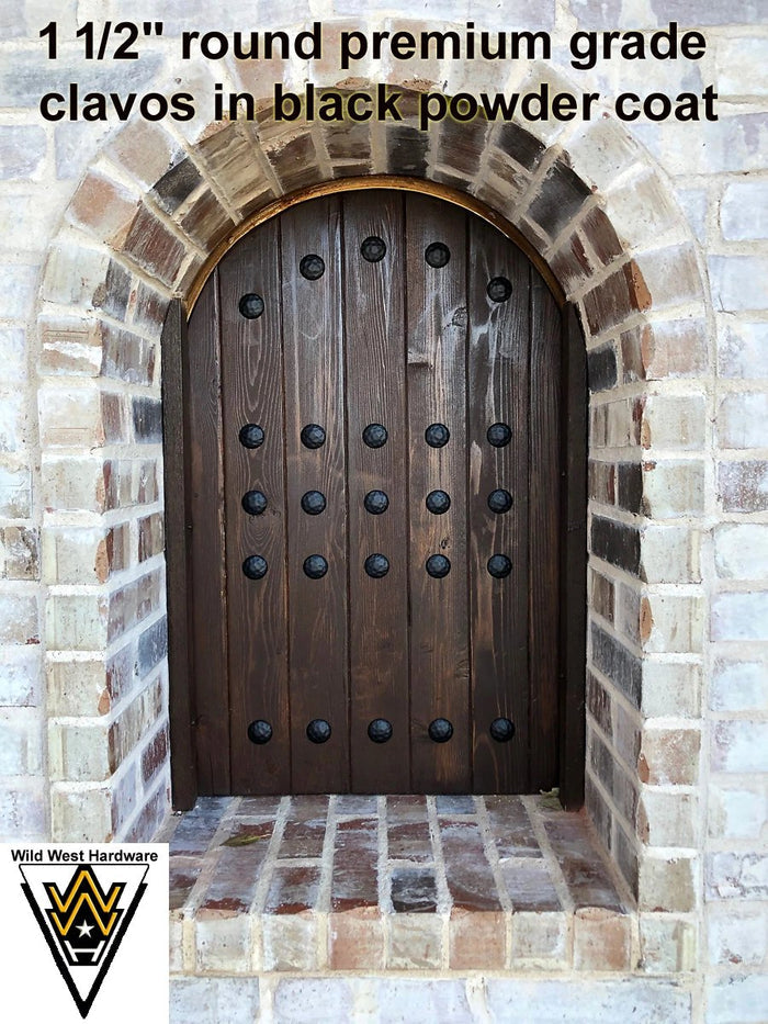 Clavos, Round, Hammered - Distressed, Premium Grade, 1 1/2 Inch Diameter, Matte Black Finish, (Special Multi-Pack Sale) - Wild West Hardware