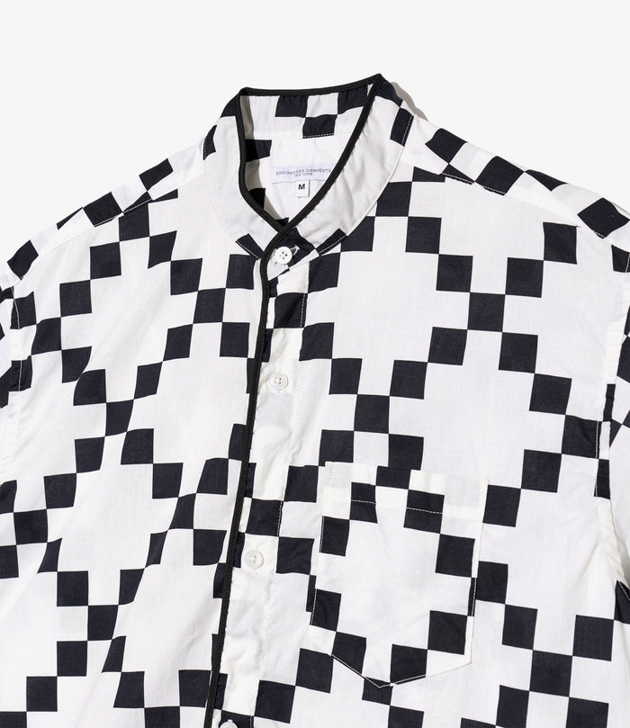 Copley Shirt - White/Black Cotton Checker Print