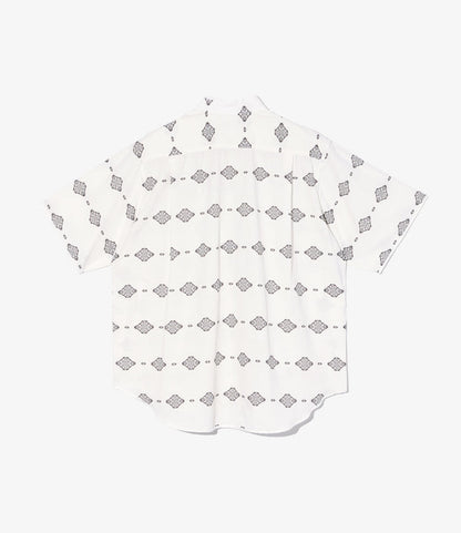 Copley Shirt - White/Black Cotton Ikat Print
