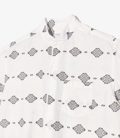 Copley Shirt - White/Black Cotton Ikat Print