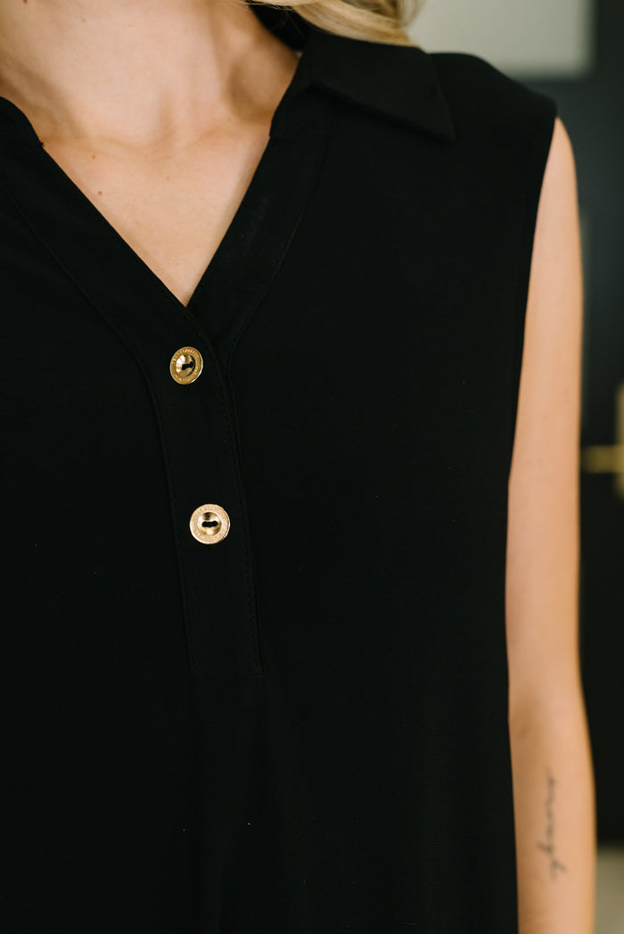 Coral Sands Collared Tank Dress in Black