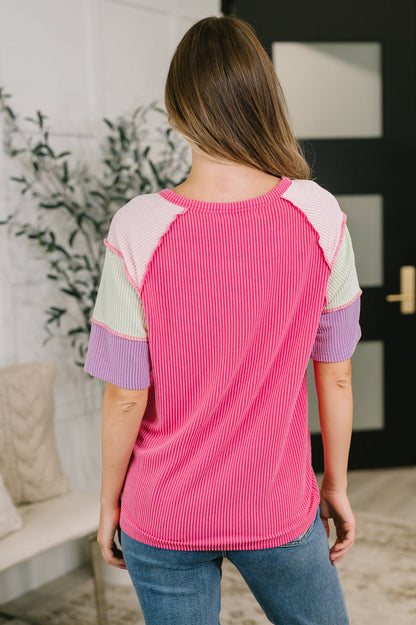 Cozy Collage Color Block Henley Top