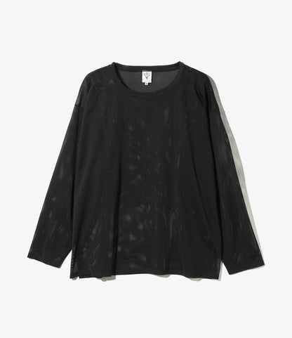 Crew Neck Shirt - Dk. Brown - Knit Mesh