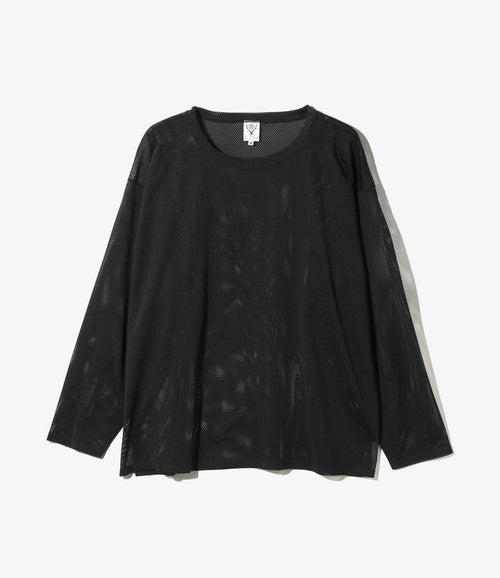 Crew Neck Shirt - Dk. Brown - Knit Mesh