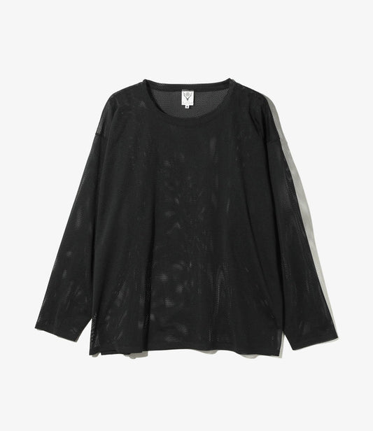 Crew Neck Shirt - Dk. Brown - Knit Mesh