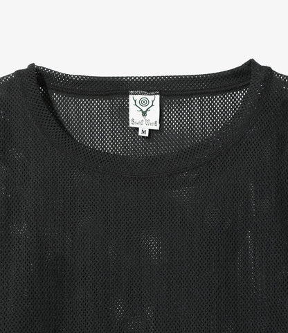 Crew Neck Shirt - Dk. Brown - Knit Mesh