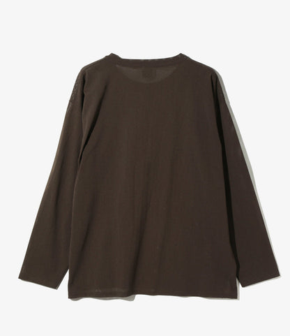 Crew Neck Shirt - Dk. Brown - Knit Mesh