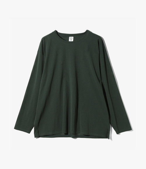 Crew Neck Shirt - Dk. Green - Knit Mesh